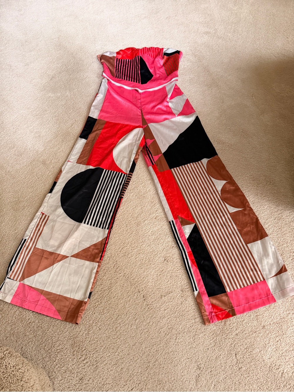 Vibrant Pink Strapless Wide-Leg Jumpsuit - Picture 7 of 8